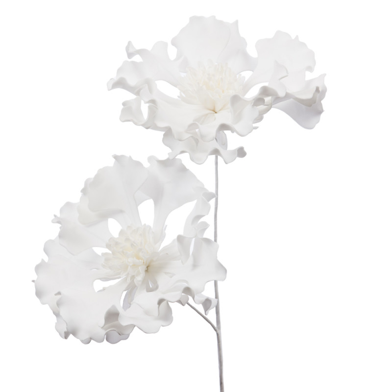 Tige fleur artificielle Ella, coloris blanc - H. 9