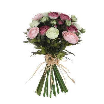 Bouquet renoncules : rose, h.30cm