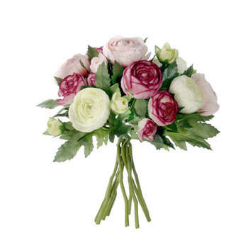 Bouquet renoncules : rose, h.22cm
