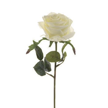 Tige Rose Simone artificielle, blanche H. 45 cm