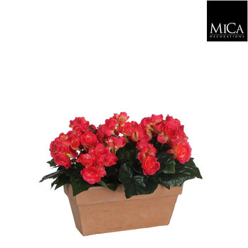 Plante artificielle : Jardinière Begonia rose 25x1