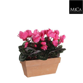 Cyclamen artificiel rose :  jardinière L.29cm