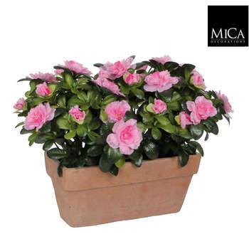 Jardinière artificielle azalée rose L.29 cm