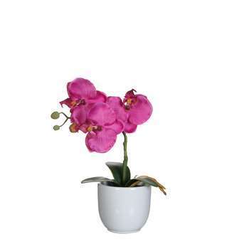 Pot phalaenopsis violet artificiel H.26 cm