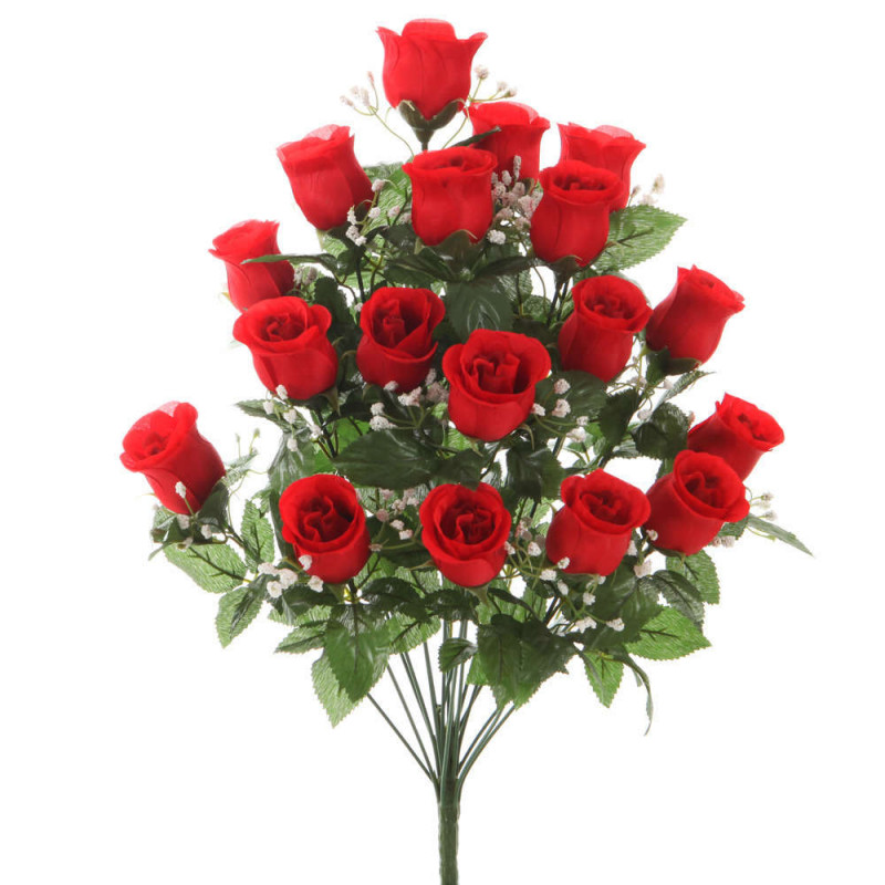 Fleurs artificielles - bouquet rouge de roses et g