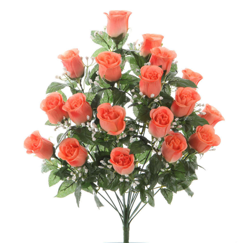 Fleurs artificielles - bouquet saumon de roses et