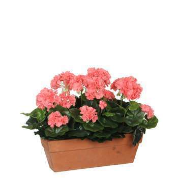Plante artificielle : Jardinière géranium pêche 39