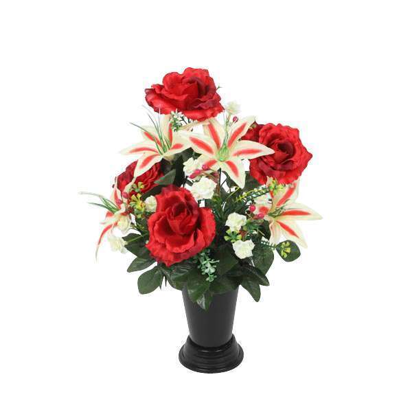 Fleurs artificielles - bouquet funéraire avec vase