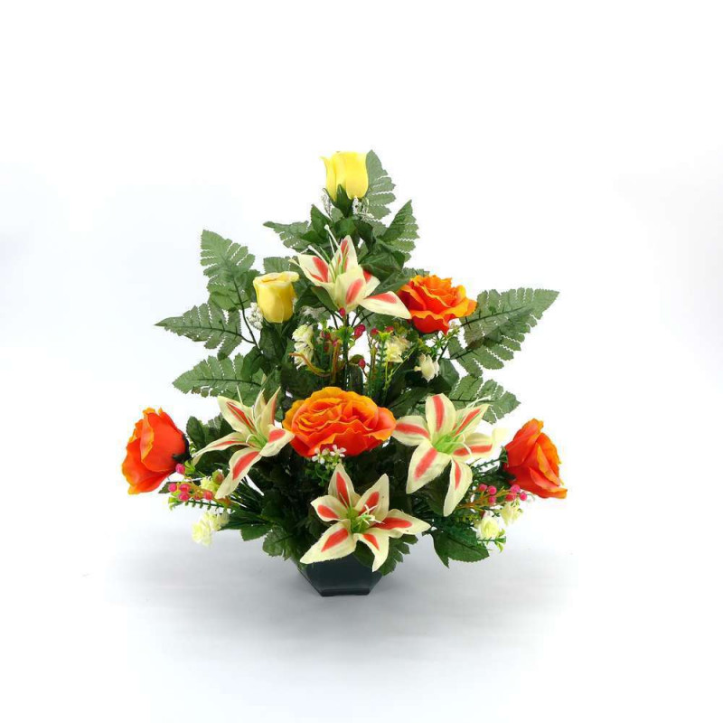Fleurs artificielles - coupe florale orange D. 43