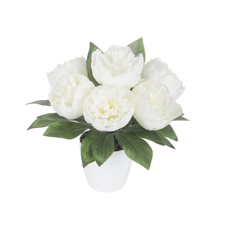 Fleurs artificielles - pivoines en pot blanc D. 27