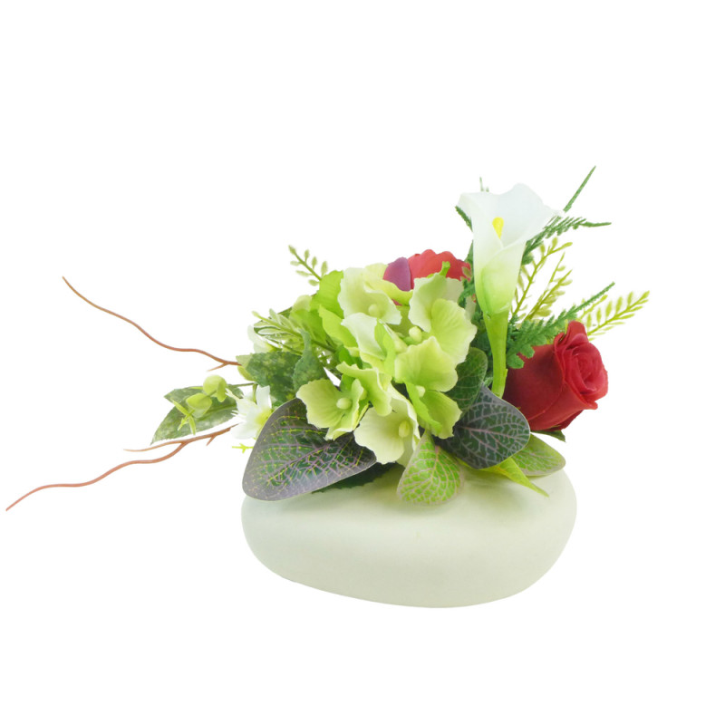 Composition florale artificielle cur ciment D. 20