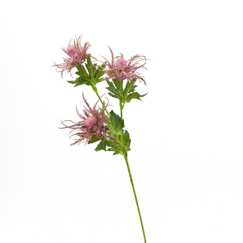 Fleur artificielle tige de chardon sauvage rose H.