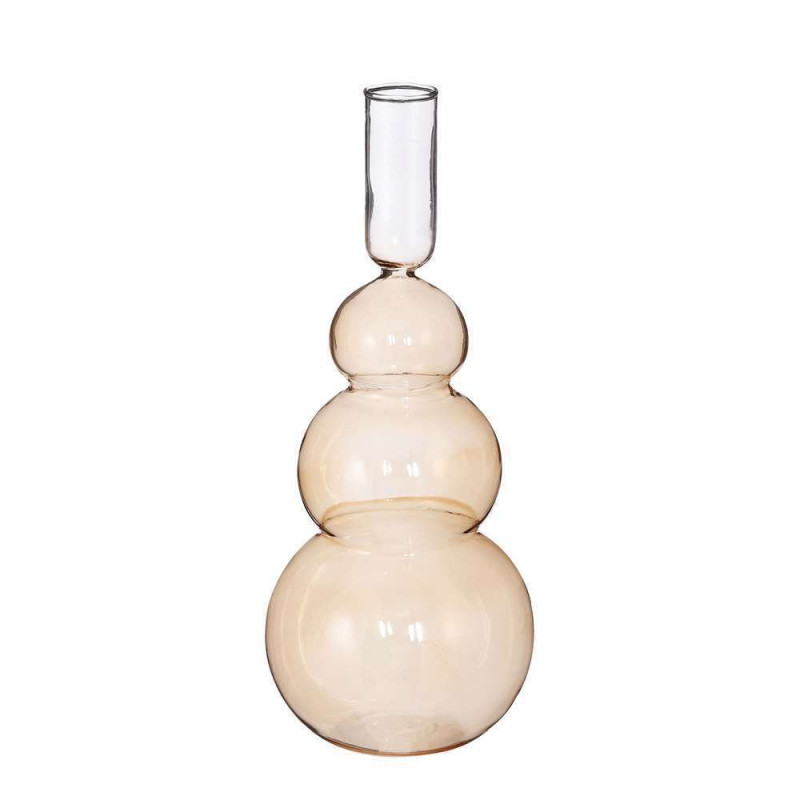 Soliflore en verre marron Nisa - H. 25,5xD. 10,5cm