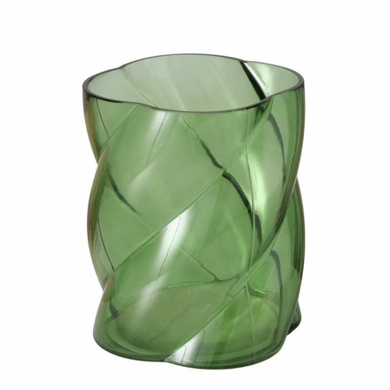 Vase Curvo, en verre laqué, coloris vert - H. 20,3