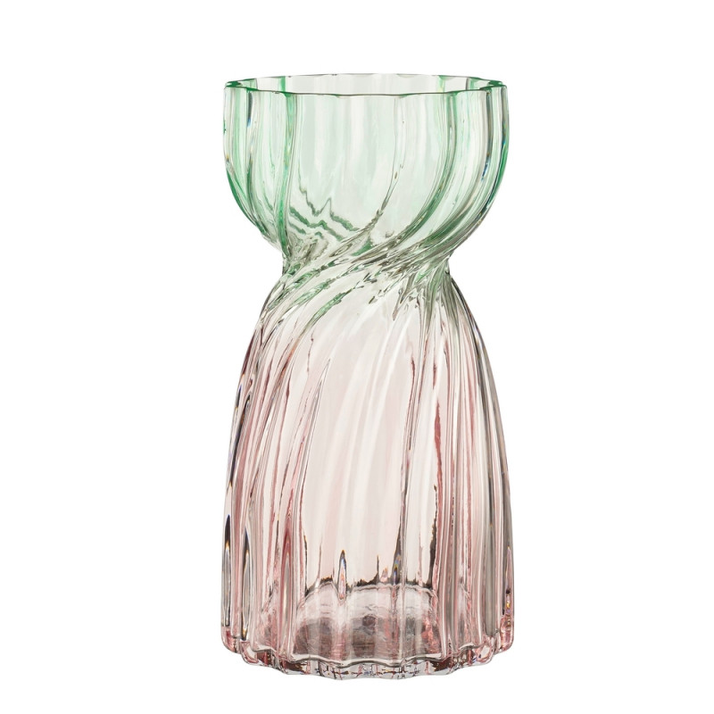 Vase Alison en verre, coloris rose - H. 25xD. 13cm