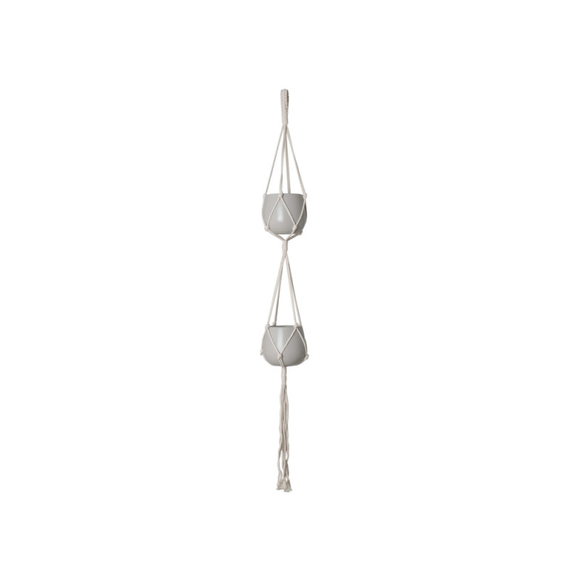 Macramé double avec nud basique blanc H. 120cm