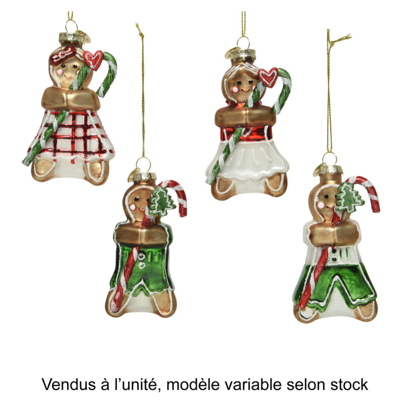 Suspension de Noël : pain d'épices en verre avec p