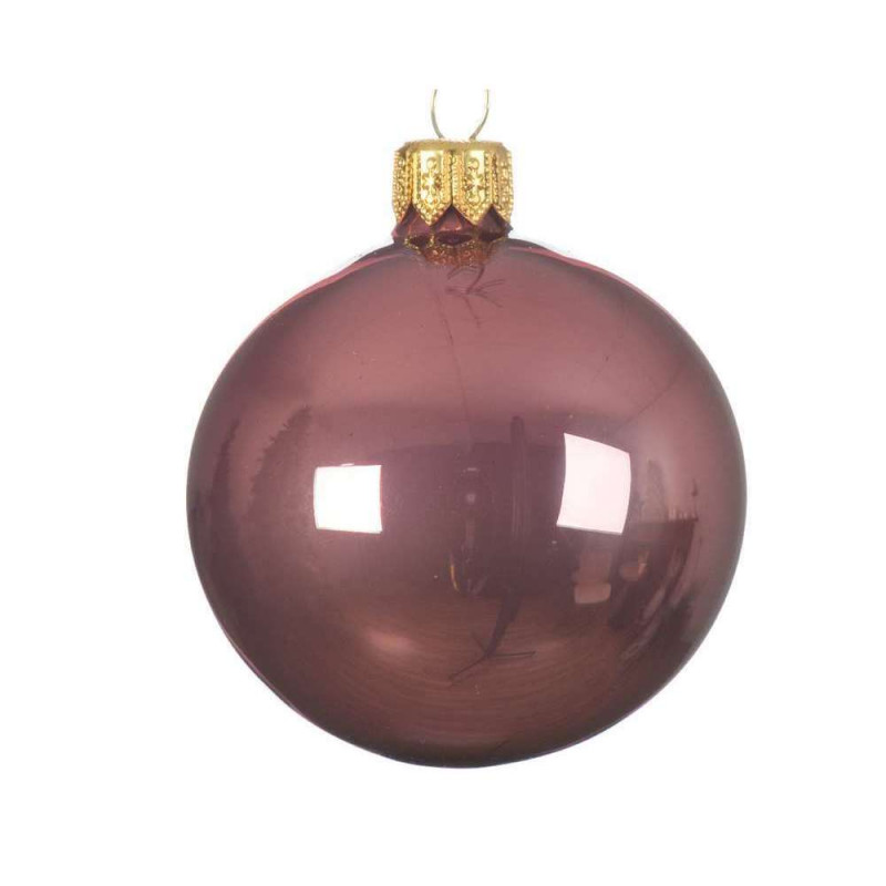 Boule de Noël en verre émaillé coloris Vieux Rose
