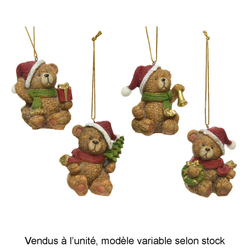 Suspension de Noël : ours en résine, coloris brun