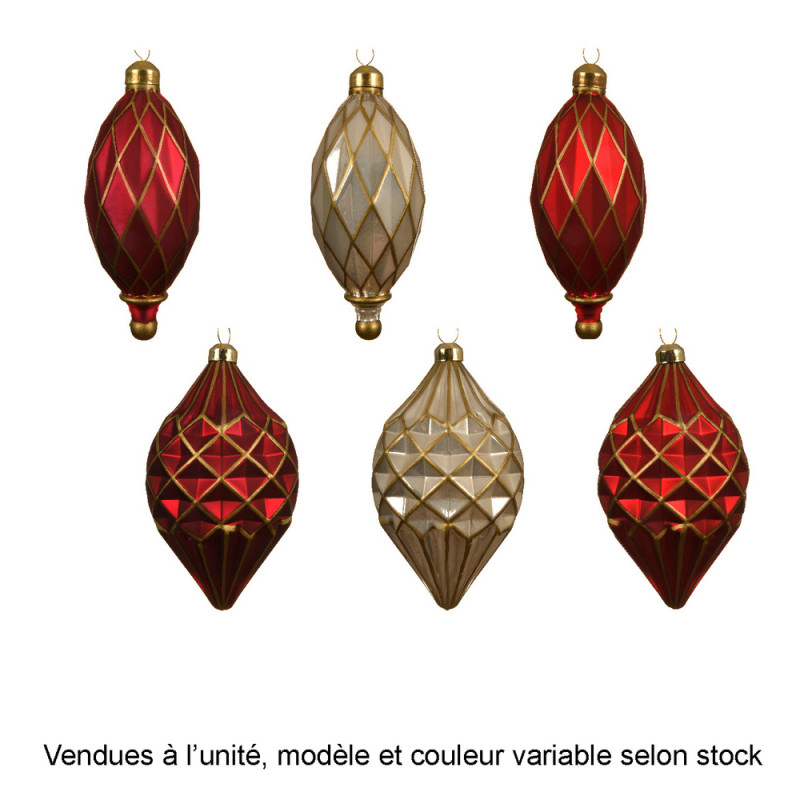 Suspension de Noël en verre : forme diamant, color