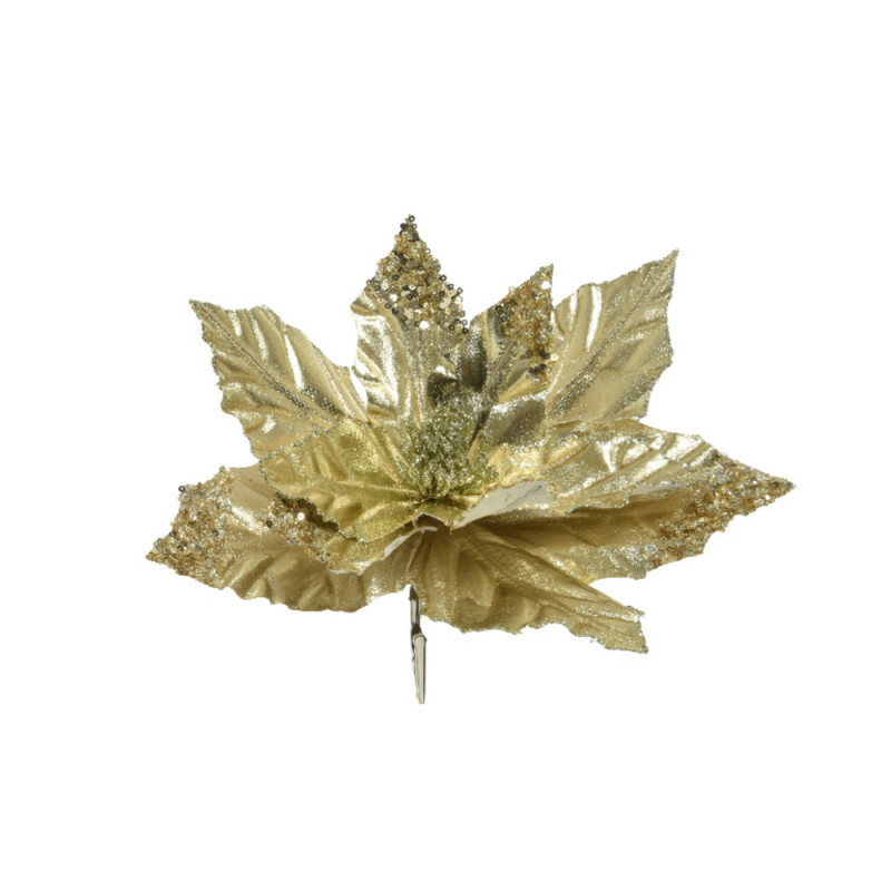 Suspension de Noël : fleur à clipser, coloris or c