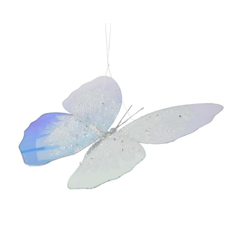 Suspension papillon irisé 2x26 H28cm