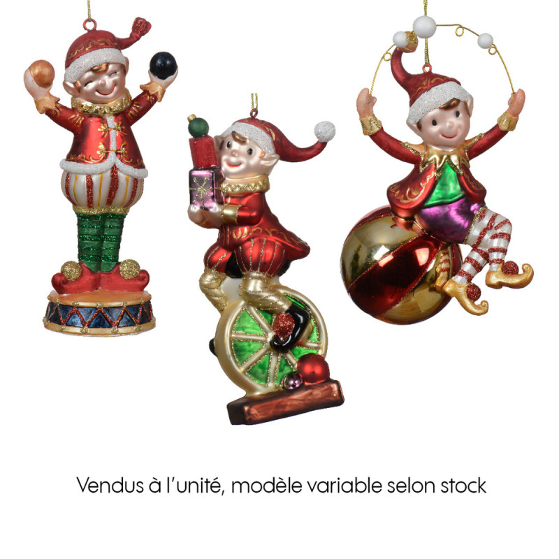 Suspension de Noël : Figurine en verre 7,7x5,4xH.