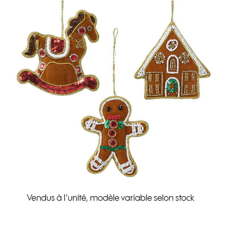 Suspension de Noël : broderie avec perles en verre