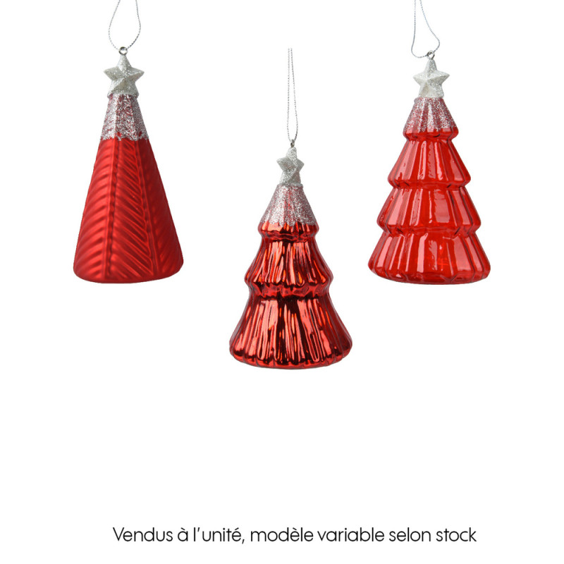 Suspension de Noël : sapin en verre, étoile, color