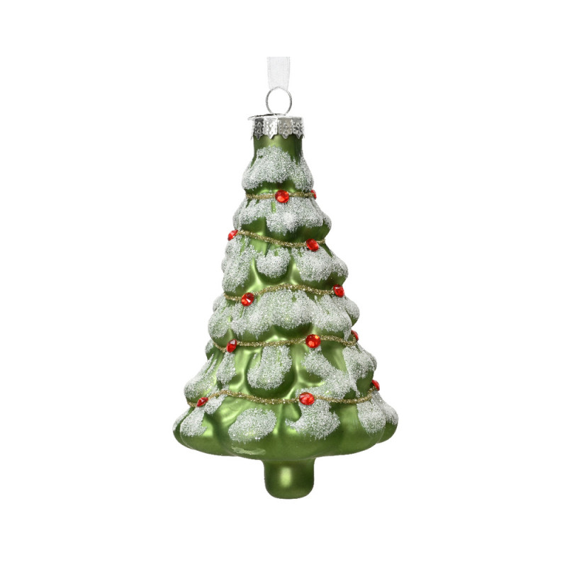 Suspension de Noël en verre : sapin pailleté, colo