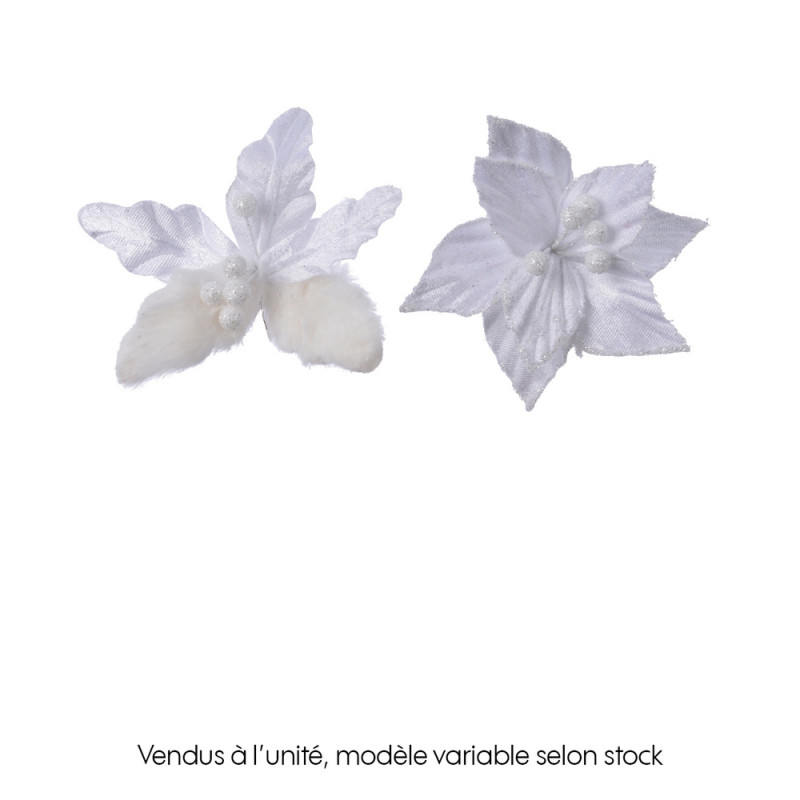 Suspension de Noël : Poinsettia en polyester blanc