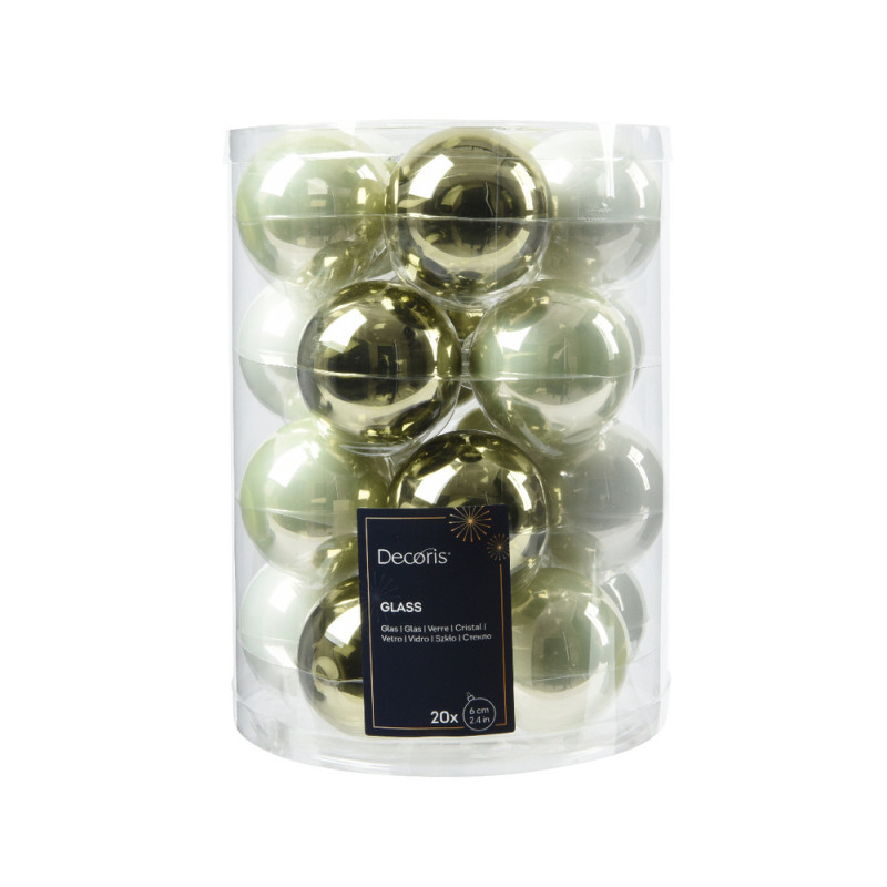 20 boules de Noël en verre brillant, coloris vert