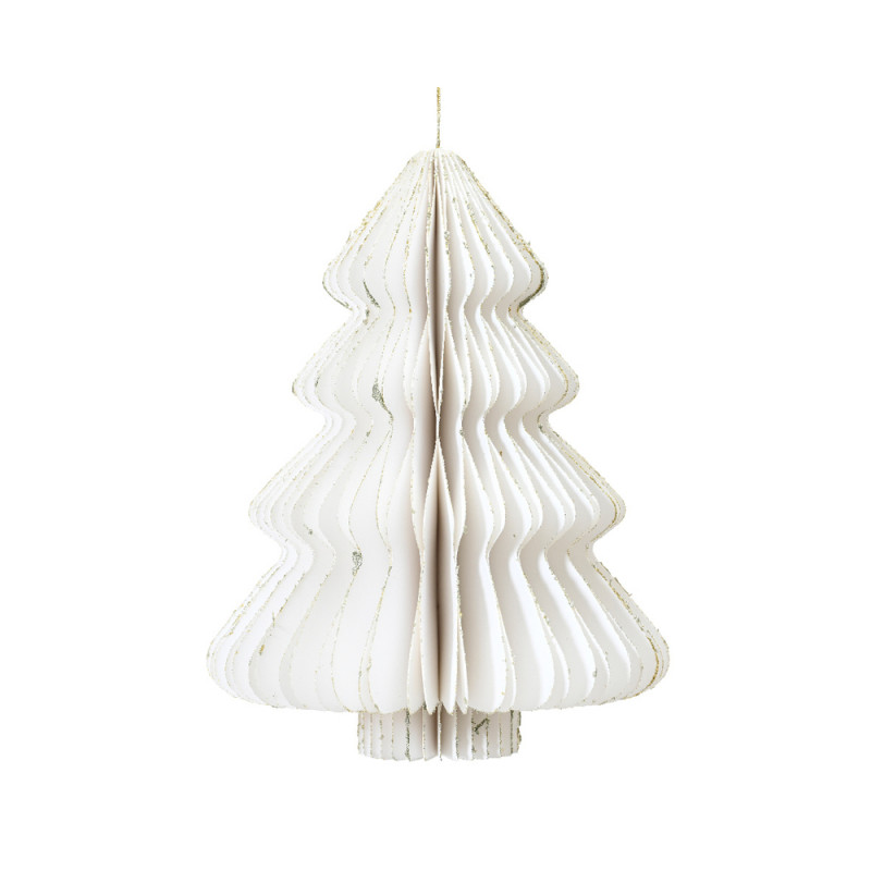 Suspension sapin papier - coloris blanc - D15. H20