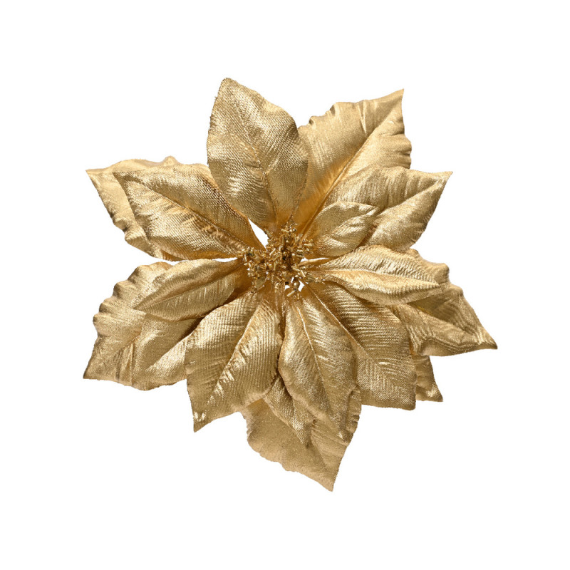 Poinsettia à clipser tissu - coloris or - D28,H10c