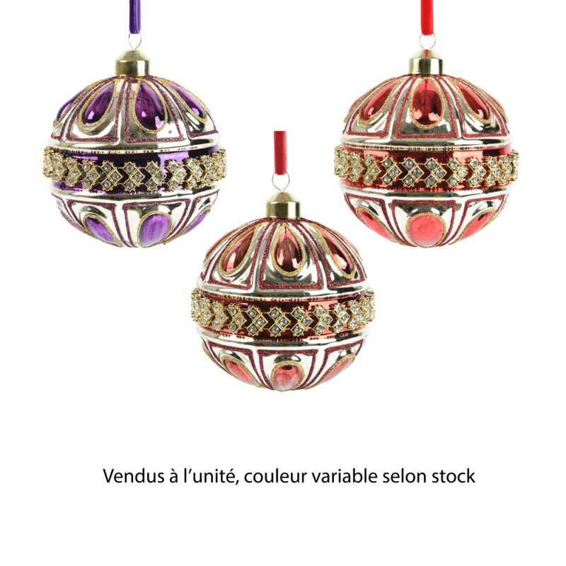 Boule de Noël en verre : perles/rocaille, coloris