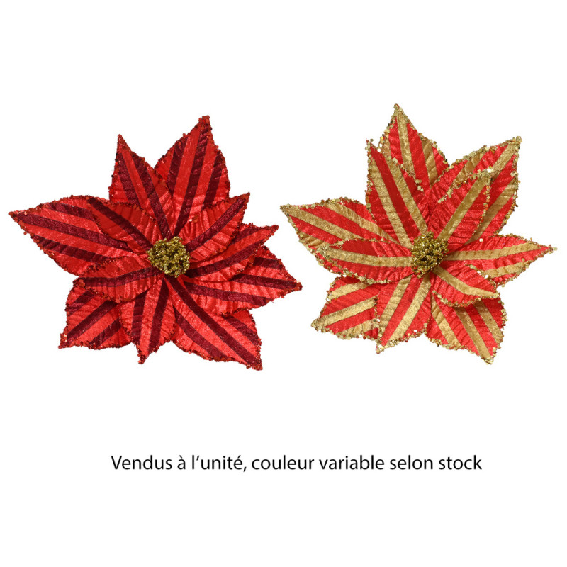 Poinsettia à clipser en velours - coloris rouge -