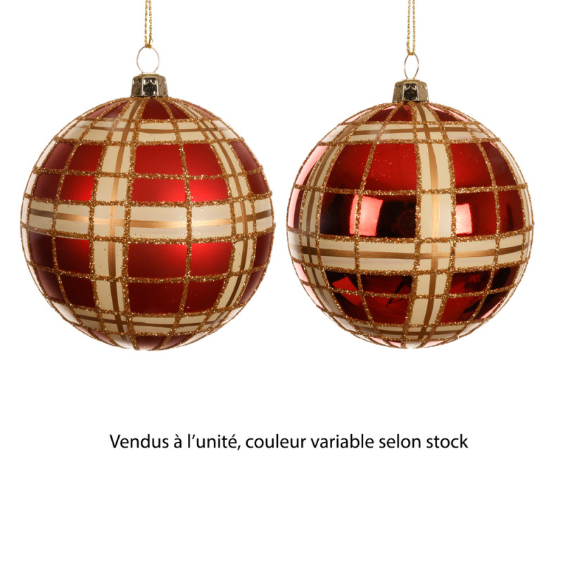 Boule de Noël, coloris rouge/or - D. 8cm