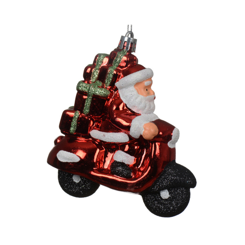 Suspension pour sapin : père Noël en scooter, colo