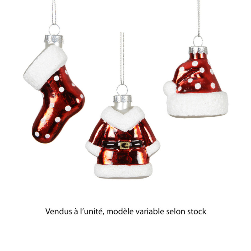 Suspension de Noël en verre : vêtement hivernal, c
