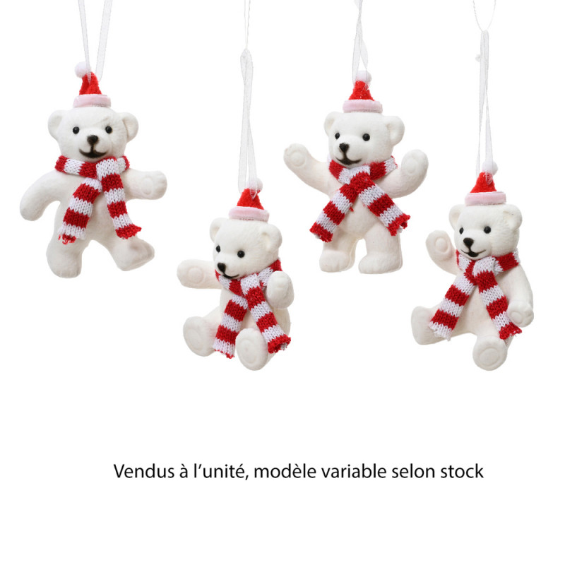 Suspension de Noël : ours, coloris rouge/blanc - H