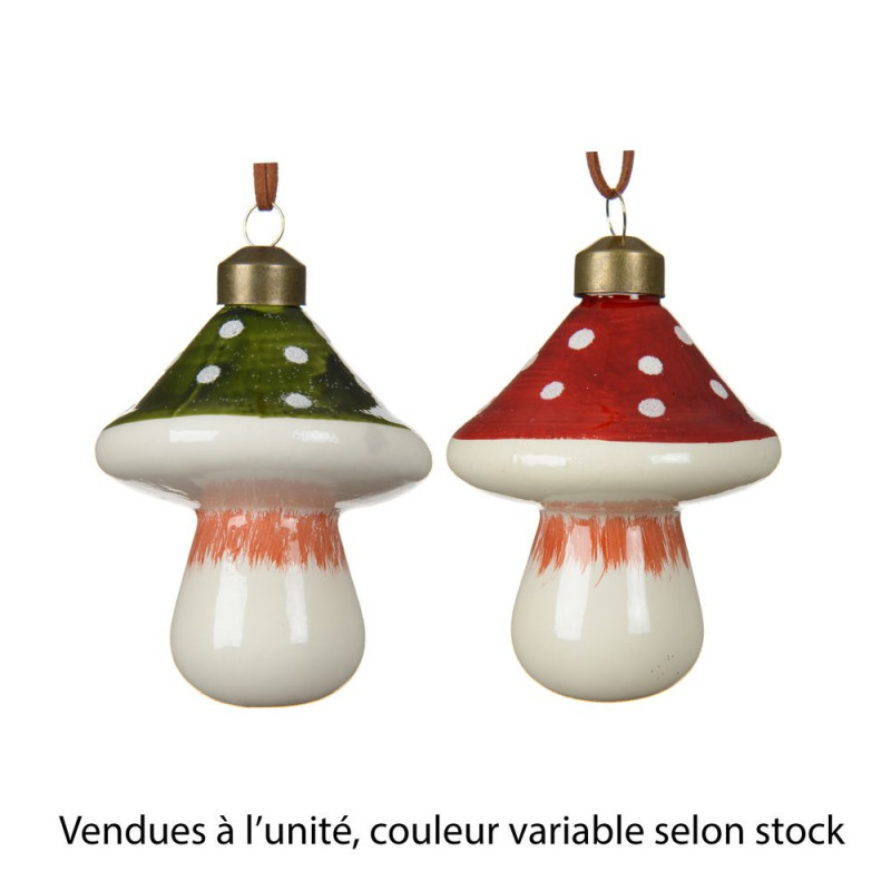 Suspension de Noël en verre 'Champignon', coloris