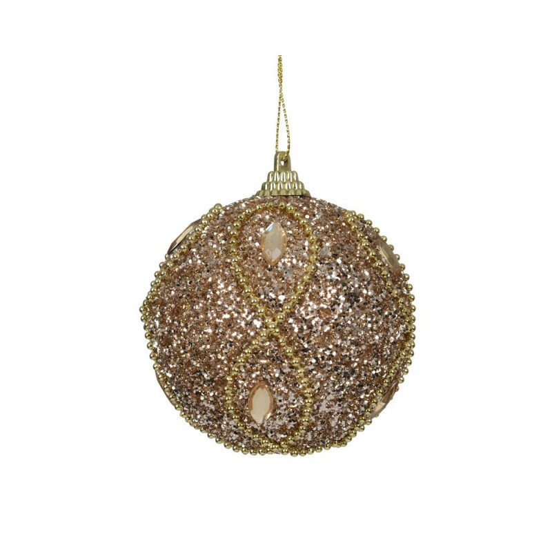 Boule de Noël pailletée, coloris or - D. 8cm