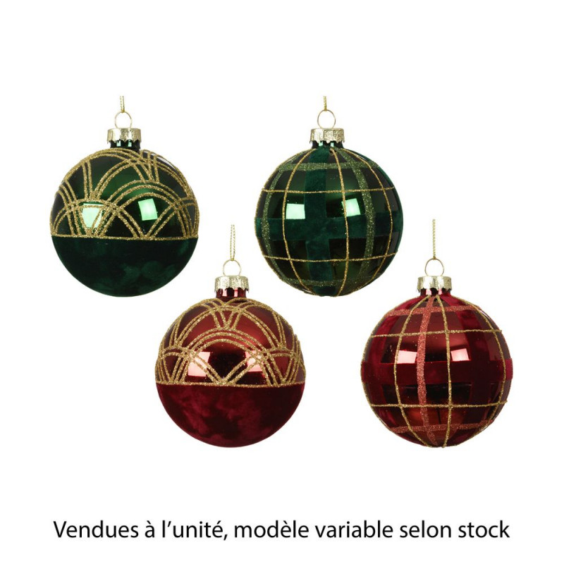 Boule de Noël en verre, modèles variables - D. 8cm