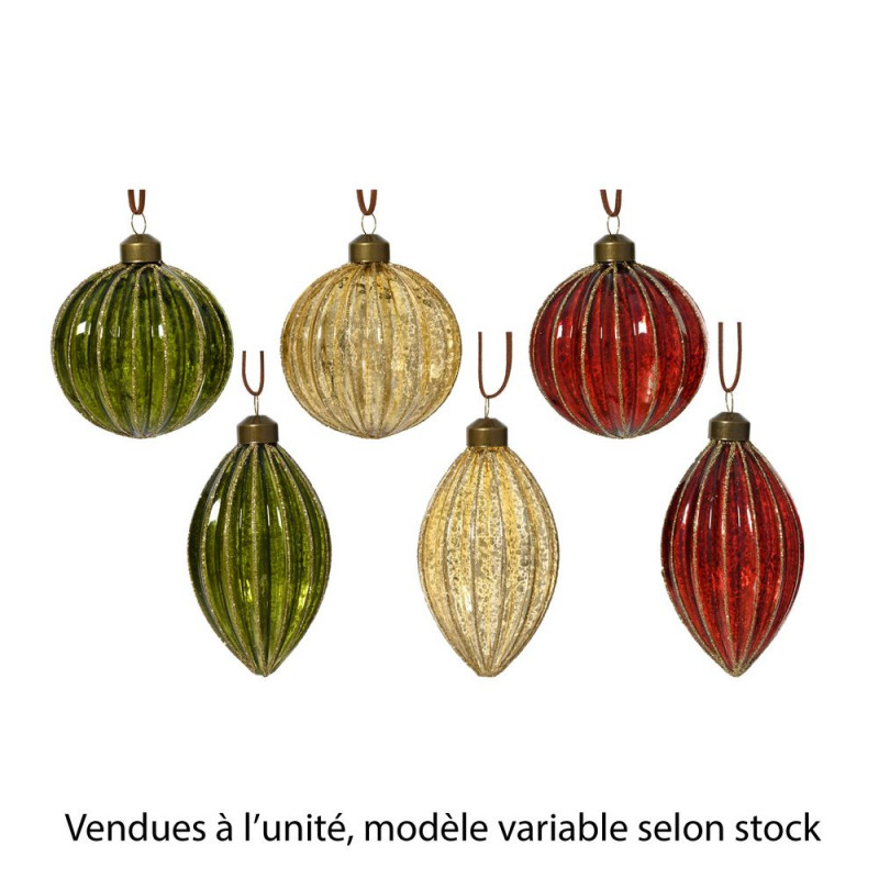 Boule en verre interieur argent, modèle variable -