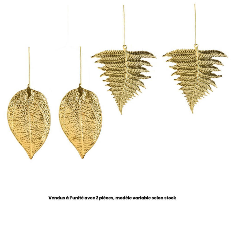 Suspension de Noël 'Feuille', coloris or et modèle