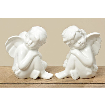 Ange assis : porcelaine, L.10xl.9xh.11cm