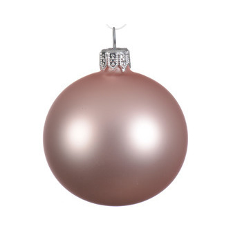Boule de noël verre mat rose poudre D 7 cm