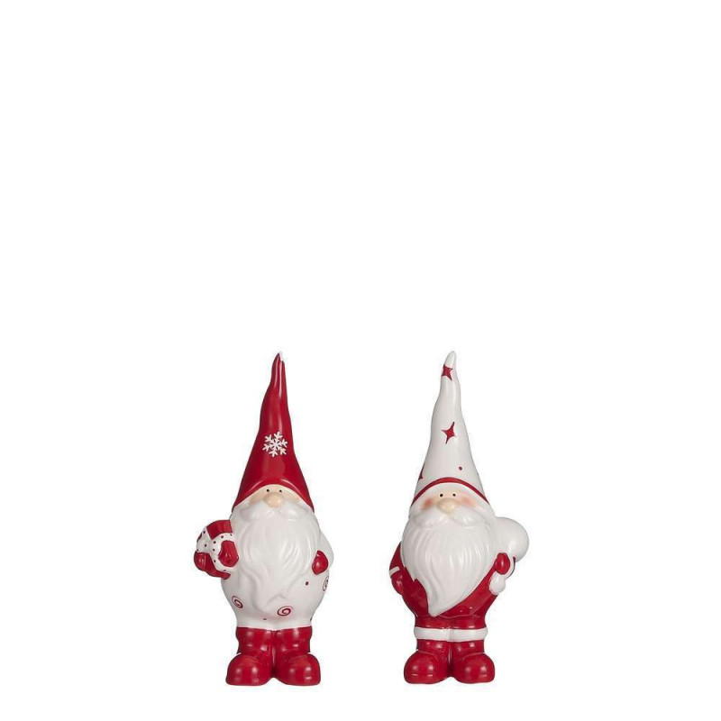 Père Noël blanc rouge L.7.5xH.18cm