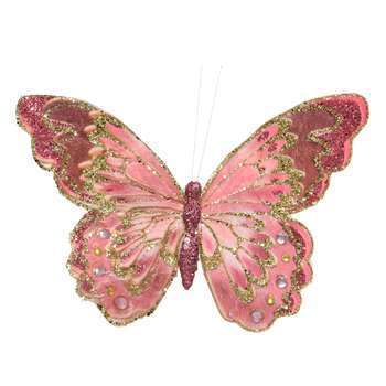 Papillons paillettes tissus à suspendre 12 cm