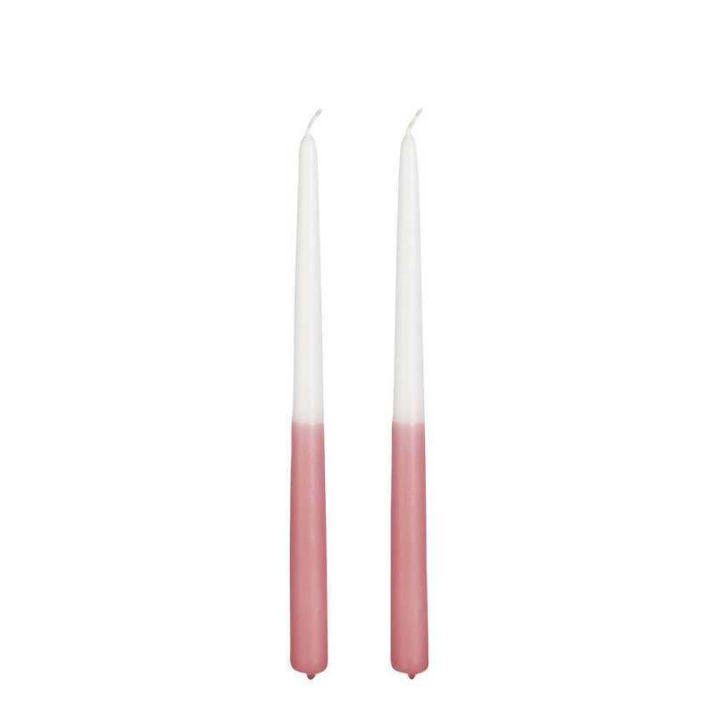 Bougie diner saumon 2 pièces - Dip Dye - H. 30 x D